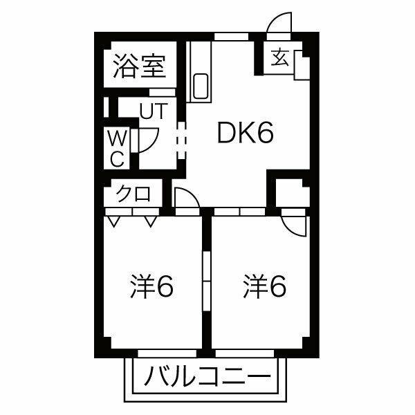 リバティヒルズ A(2DK/1階)の間取り写真