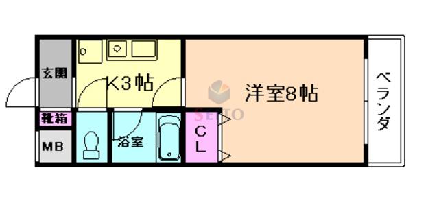ジェイスクエア庄内(1K/2階)の間取り写真