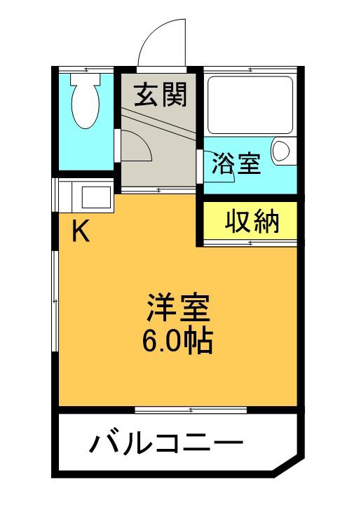 ジョイフル助任(1K/1階)の間取り写真