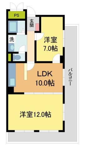 夙川台グリーンマンション(2LDK/5階)の間取り写真