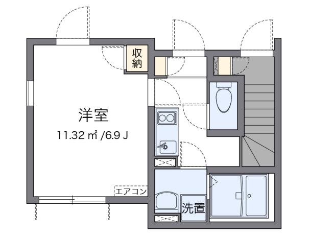 ブレスボヌール(1K/1階)の間取り写真