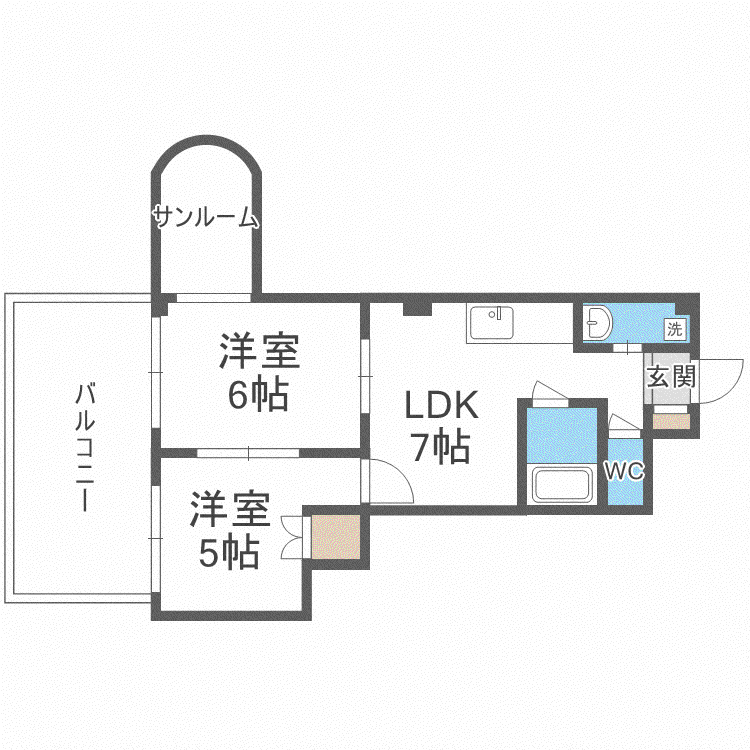 美園12条ハイツ(2DK/3階)の間取り写真