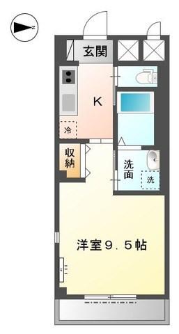 ラ・プラース古出来(1K/3階)の間取り写真