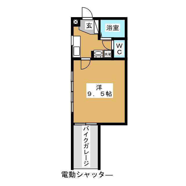 ガレージ汲沢(1SK/1階)の間取り写真
