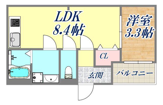 COCONGRANDJOUR尼崎水堂(1LDK/1階)の間取り写真