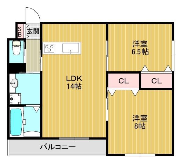 フォレスト(2LDK/2階)の間取り写真