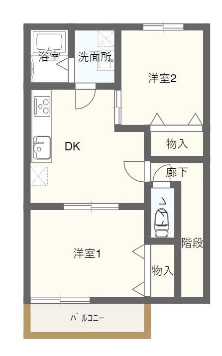 フルブルームヒルズ(2DK/2階)の間取り写真