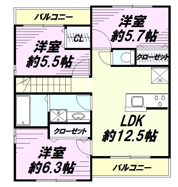 プラサートハウス1(2LDK/2階)の間取り写真