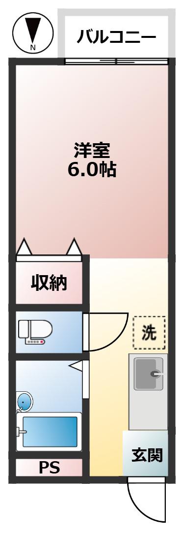 コートハウスI(ワンルーム/1階)の間取り写真