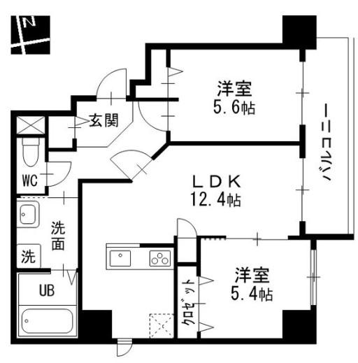 プライムコート(2LDK/8階)の間取り写真