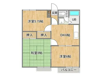 プラッツ石塚(3DK/2階)の間取り写真