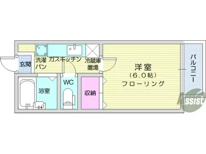 オアシス長町B(1K/1階)の間取り写真