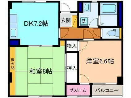 ボルグムーレヨン(2DK/4階)の間取り写真