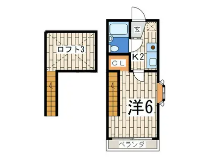 ヴィレッタ戸塚(1K/1階)の間取り写真