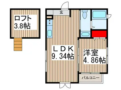 BRILLIANT AKITSU(1LDK/2階)の間取り写真