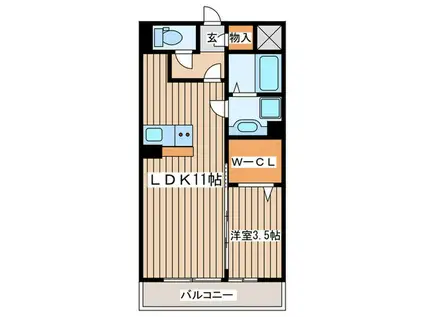 トネリコテラス2(1LDK/1階)の間取り写真