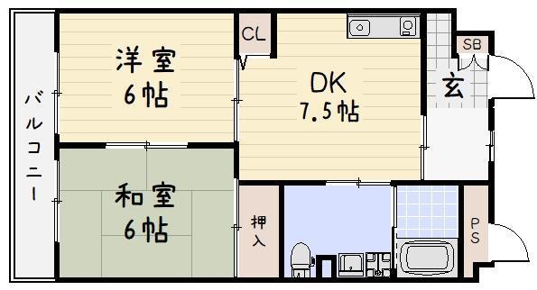 グローリー足立(2DK/3階)の間取り写真