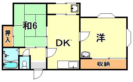 ハイツ千代ヶ丘(2DK/3階)の間取り写真