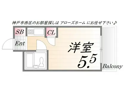 ビレッジ1(ワンルーム/2階)の間取り写真