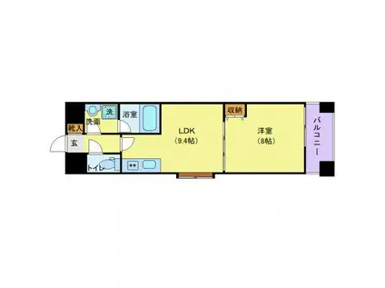 アレクシード晩翠通(1LDK/2階)の間取り写真