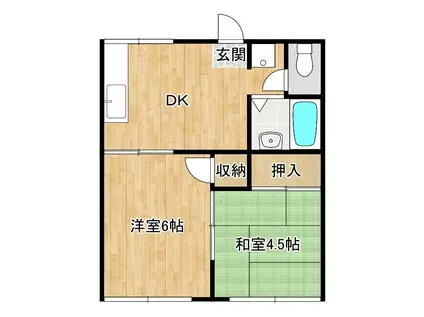 フォーブル北吸(2DK/1階)の間取り写真