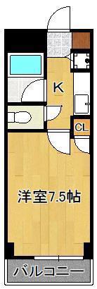 コンドミニアム北九大前(1K/4階)の間取り写真