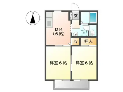 コーポ吉備路C棟(2DK/2階)の間取り写真