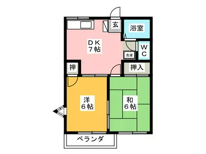 アメニティーハウスA(2DK/2階)の間取り写真