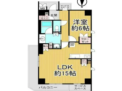 ジオ西宮北口・ザ・ソフィア(1LDK/2階)の間取り写真