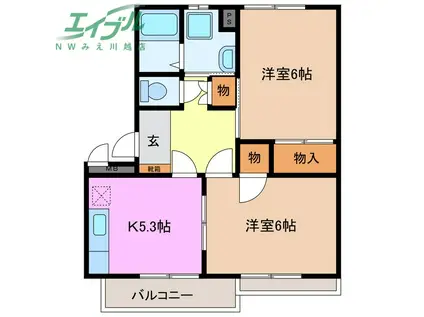 コーポラスアメニティI(2K/2階)の間取り写真