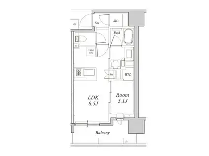 BRILLIA名駅二丁目(1LDK/3階)の間取り写真