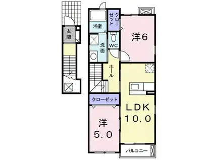 エクシブ(2LDK/2階)の間取り写真