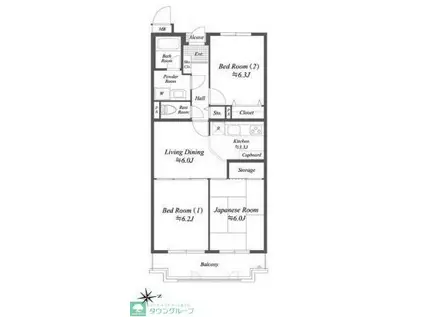 プレジデント ミタマ(3LDK/2階)の間取り写真
