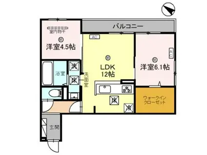 グランヴェールVI(2LDK/1階)の間取り写真