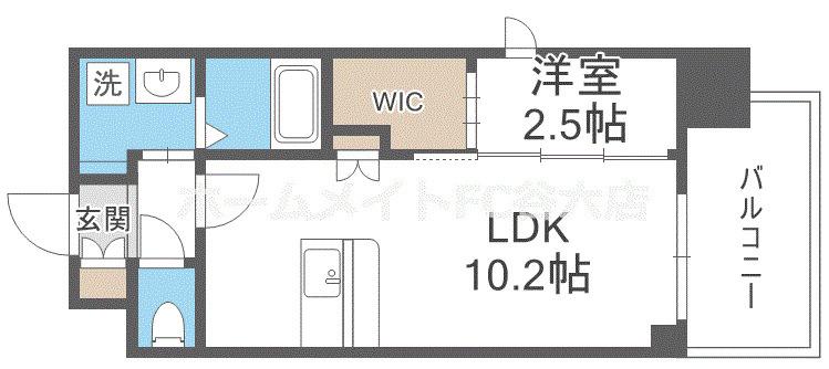 セレニテフラン谷町四丁目(1LDK/14階)の間取り写真