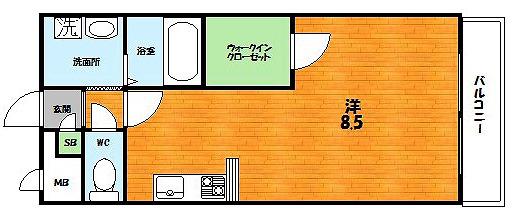 アンプルール・フラーリッシュ(ワンルーム/1階)の間取り写真
