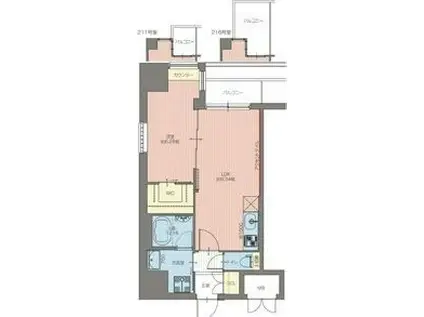 VINOプレジオ本町 2-8F(1LDK/7階)の間取り写真