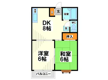 ガーデンアゼリア(2DK/2階)の間取り写真