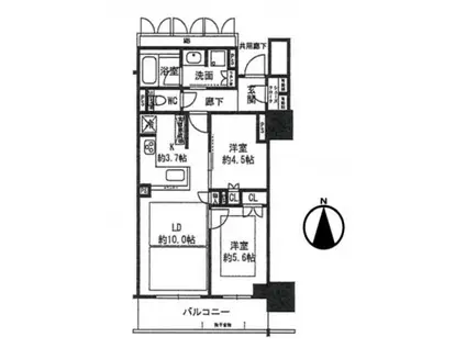 プレミストタワー靱本町(2LDK/8階)の間取り写真
