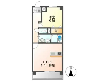 ホームクラルス(1LDK/1階)の間取り写真