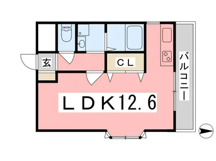 エクセルコート(ワンルーム/1階)の間取り写真