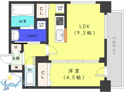 プライマル札幌桑園(1LDK/10階)の間取り写真
