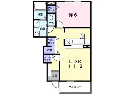 アドラブール・ドミール(1LDK/1階)の間取り写真