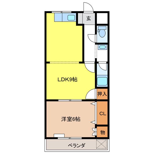 フラワーポリス咲(1LDK/2階)の間取り写真