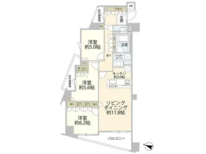レジデンシャルステート北綾瀬パークビュー(3LDK/2階)の間取り写真