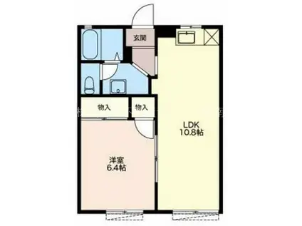 スリーゼハイツ D(1LDK/1階)の間取り写真