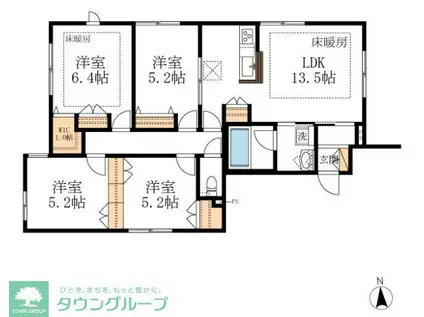 マリンハイツ北(4LDK/1階)の間取り写真