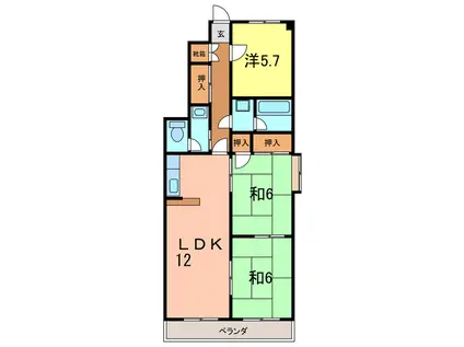 フレスカ野畑(3LDK/1階)の間取り写真