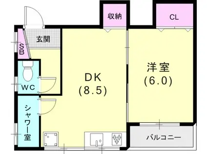 スマイルマンション(1DK/2階)の間取り写真