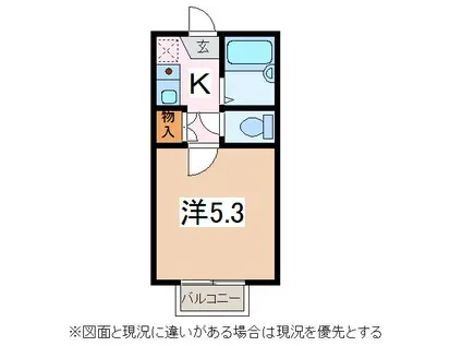 シャトレー渚(1K/1階)の間取り写真